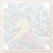 Vogels in de achtertuin handgeschilderde kunst glazen onderzetter (Achterkant)