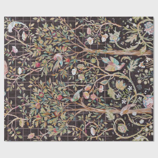Vogels in de bloem, William Morris Cadeaupapier (Vlak)