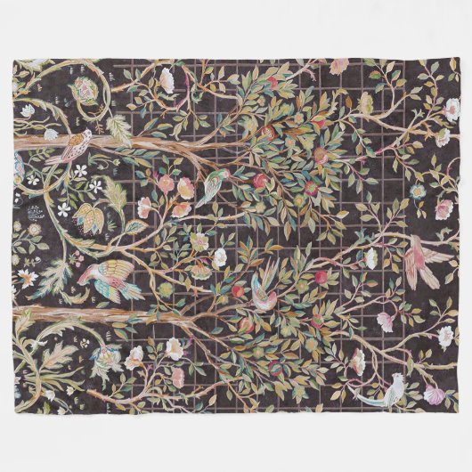 Vogels in de bloem, William Morris Fleece Deken (Voorkant (Horizontaal))