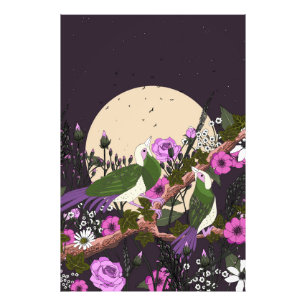 Vogels in de Bloemen Foto Afdruk