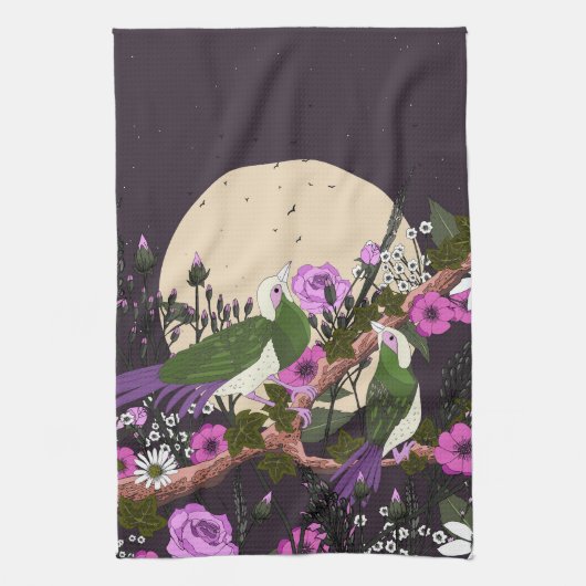 Vogels in de Bloemen Theedoek (Verticaal)