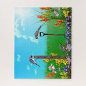 Vogels in de bloementeelt | Kleurrijk Legpuzzel (Verticaal)