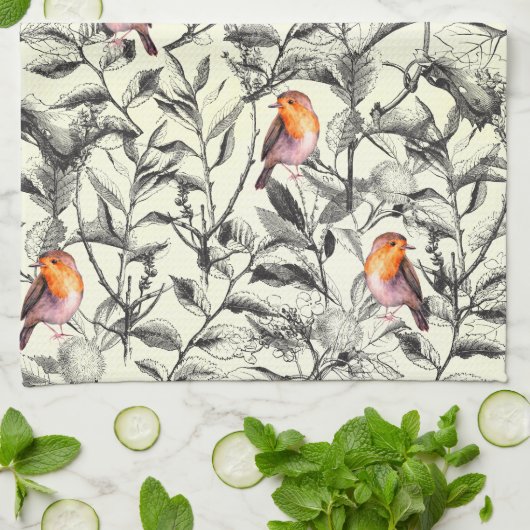 Vogels in de bomen theedoek (Gevouwen)