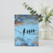 Vogels in de boom in Sky Moederdag Abstracte kunst Briefkaart (Staand voorkant)