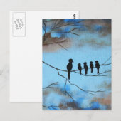 Vogels in de boom in Sky Moederdag Abstracte kunst Briefkaart (Voorkant / Achterkant)