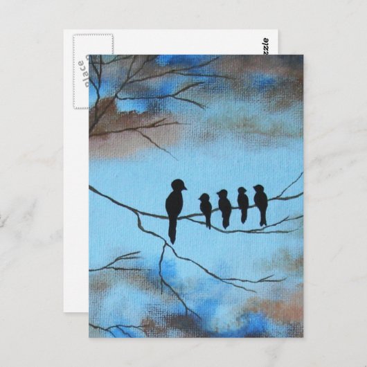 Vogels in de boom in Sky Moederdag Abstracte kunst Briefkaart (Voorkant / Achterkant)