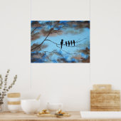Vogels in de boom in Sky Moederdag Abstracte kunst Poster (Keuken)
