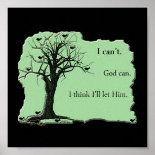 Vogels in de boom - Mint Green - Canvas Print