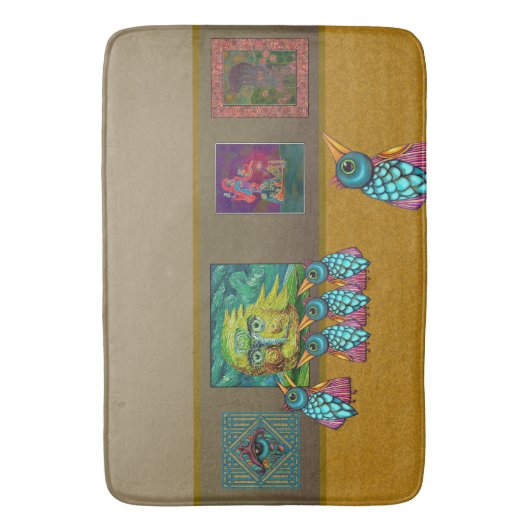 Vogels in de galerie badmat (Voorkant Verticaal)