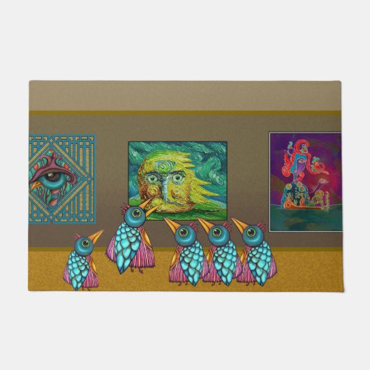 Vogels in de galerie deurmat (Voorkant)