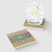 Vogels in de galerie stenen onderzetter (Zijkant)