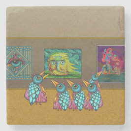 Vogels in de galerie stenen onderzetter