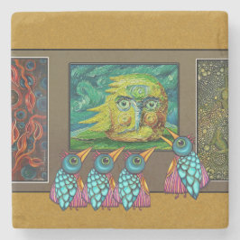 Vogels in de galerie stenen onderzetter