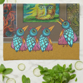 Vogels in de galerie theedoek (Gevouwen)