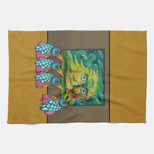 Vogels in de galerie theedoek (Horizontaal)