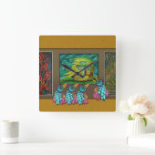 Vogels in de galerie vierkante klok (Huis)