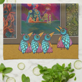 Vogels in de galerij Keuken Handdoeken (Gevouwen)