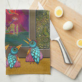 Vogels in de galerij Keuken Handdoeken (Quarter Fold)