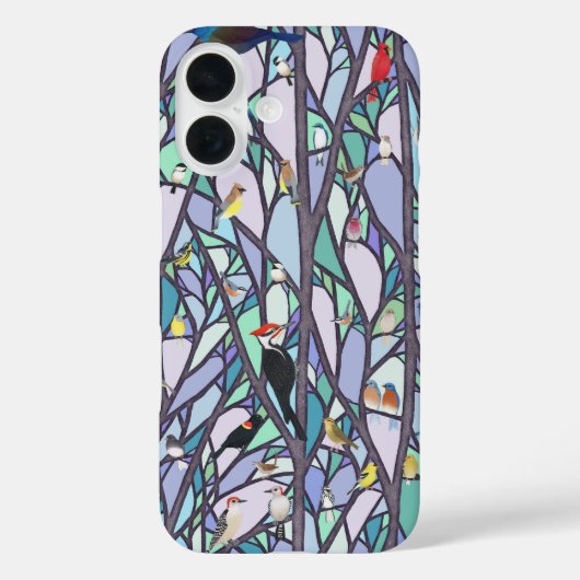 Vogels in de glas-in-loodramen Case-Mate iPhone case (Achterkant)
