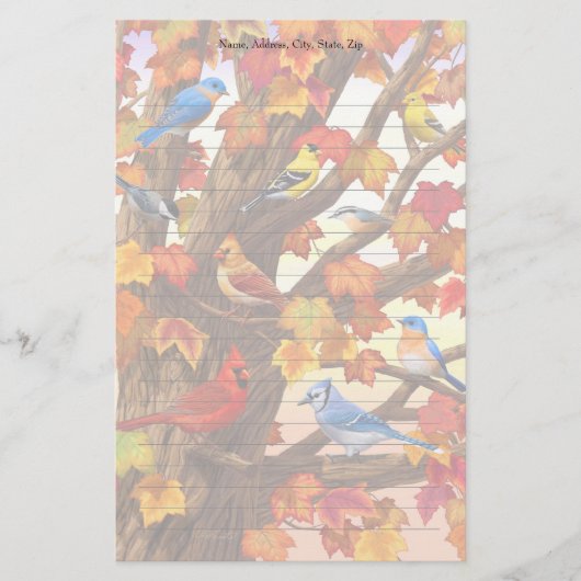 Vogels in de herfstapelboom briefpapier (Voorkant)