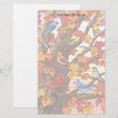Vogels in de herfstapelboom briefpapier (Voorkant / Achterkant)