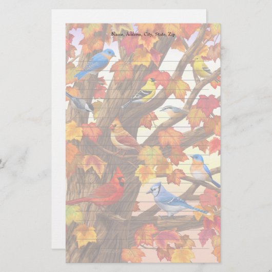 Vogels in de herfstapelboom briefpapier (Voorkant / Achterkant)