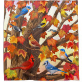 Vogels in de herfstapelboom douchegordijn (Voorkant)