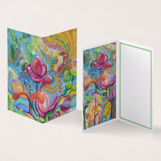 Vogels in de Kaart van de bloementeelt (Binnen en buitenkant)