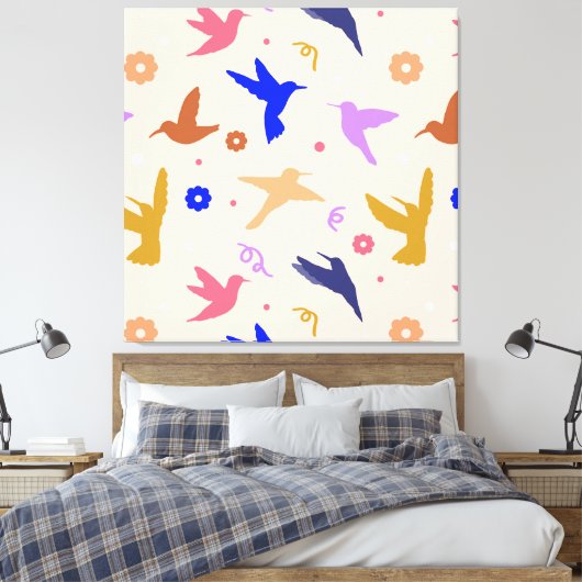 Vogels in de lucht canvas afdruk (Insitu (Slaapkamer))