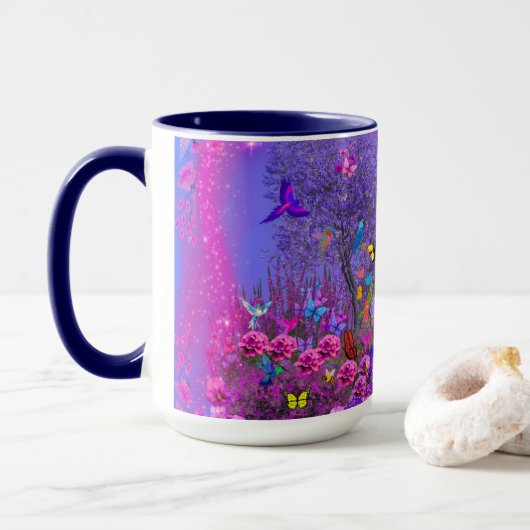 Vogels in de Struik Koffie Mok (Met donut)