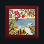 Vogels in de tuin cadeaudoosje<br><div class="desc">Vogels in de tuin II door Karen Fields. Kenmerkt een vogel omringd door kleurrijke bloemen en groen.</div>