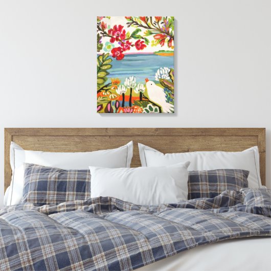 Vogels in de tuin canvas afdruk (Insitu (Slaapkamer))