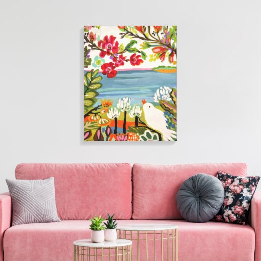 Vogels in de tuin canvas afdruk (Insitu (Woonkamer))