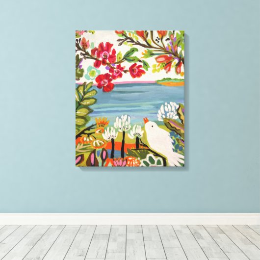 Vogels in de tuin canvas afdruk (Insitu (Houten vloer))