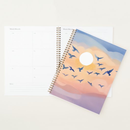 Vogels in de vlucht | Sunset Natuur Waterverf Planner (Display)