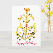 Vogels in de Waterverf van de Kunst van de Boomsta Kaart (Gele Bloem)