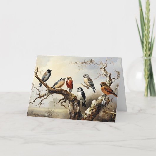 Vogels in de Winter Bedankkaart (Voorkant)