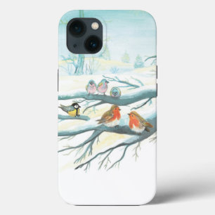 Vogels in de witte sneeuwwinter Case-Mate iPhone case