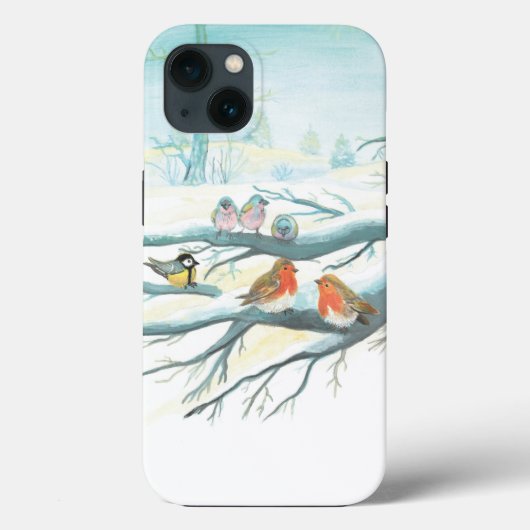 Vogels in de witte sneeuwwinter Case-Mate iPhone case (Achterkant)