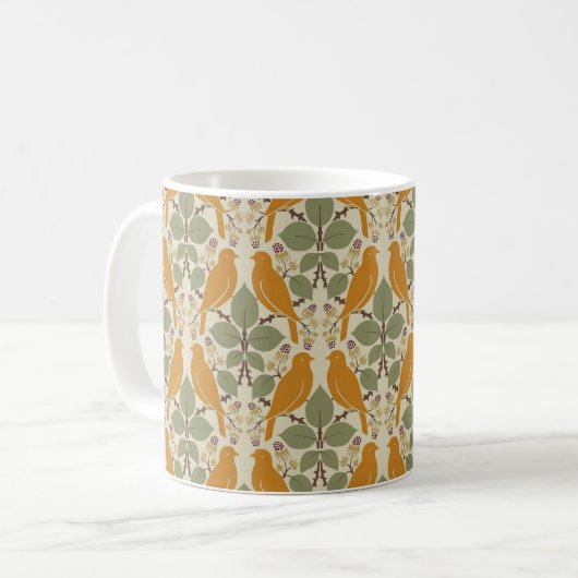 Vogels in een Berry Bramble Coffee Mok (Voorkant links)