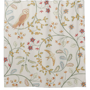 vogels in een blad met bloemen naadloos pat douchegordijn