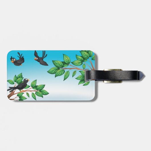 Vogels in een boom bagagelabel (Achterkant horizontaal)