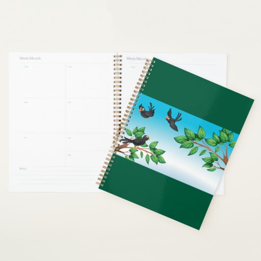 Vogels in een boom spiraal planner (Display)