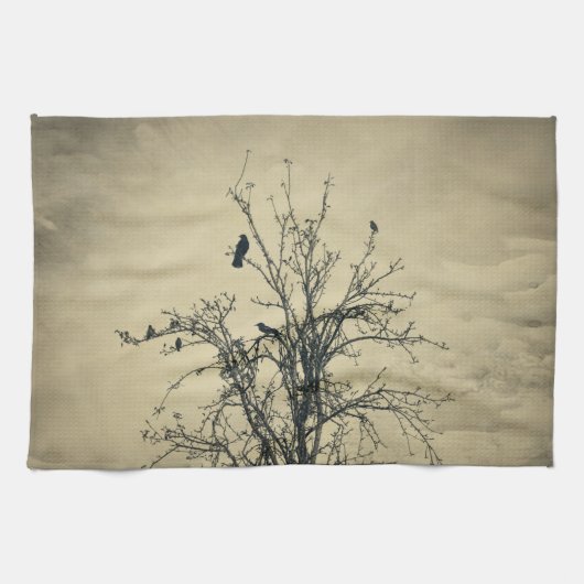 Vogels in een boom theedoek (Horizontaal)