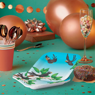 Vogels in een Bord met boompapier