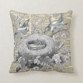 vogels in een door frankrijk geïnspireerde nest -  kussen