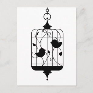 Vogels in een kooi briefkaart