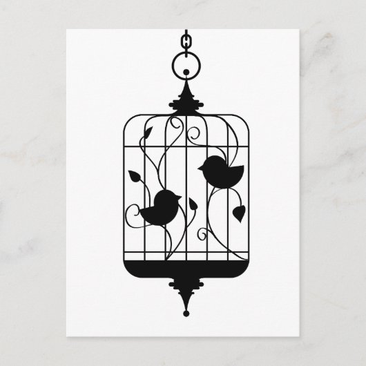 Vogels in een kooi briefkaart (Voorkant)