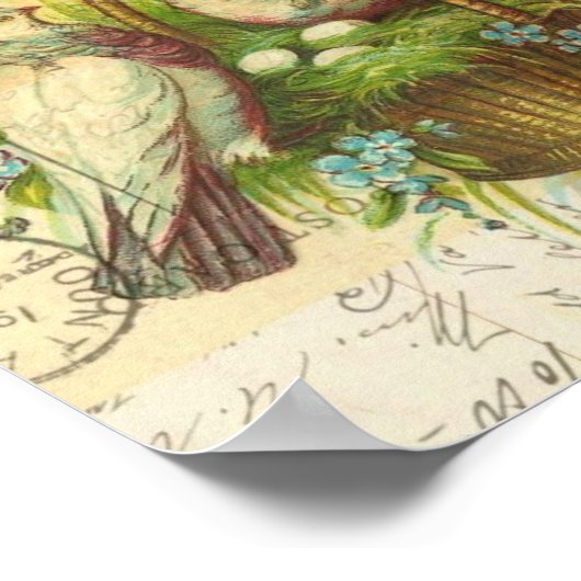 Vogels in een mandje, Pasen Poster (Hoek)