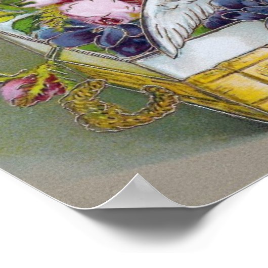  vogels in een mandje poster (Hoek)